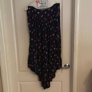 Carole Little Navy Asymmetrical Culottes with Floral Accents